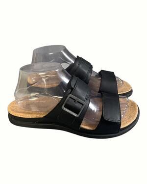 Clarks Cloudsteppers Women’s June Tide Black Dual Strap Sandals Size-8M